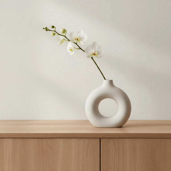 Vase Rond Imitation Céramique en situation sur une table ou une étagère