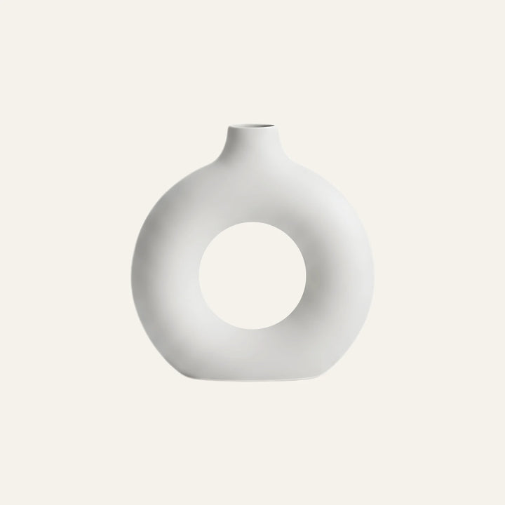 Vue produit de vase rond imitation céramique pour décoration de table ou étagère